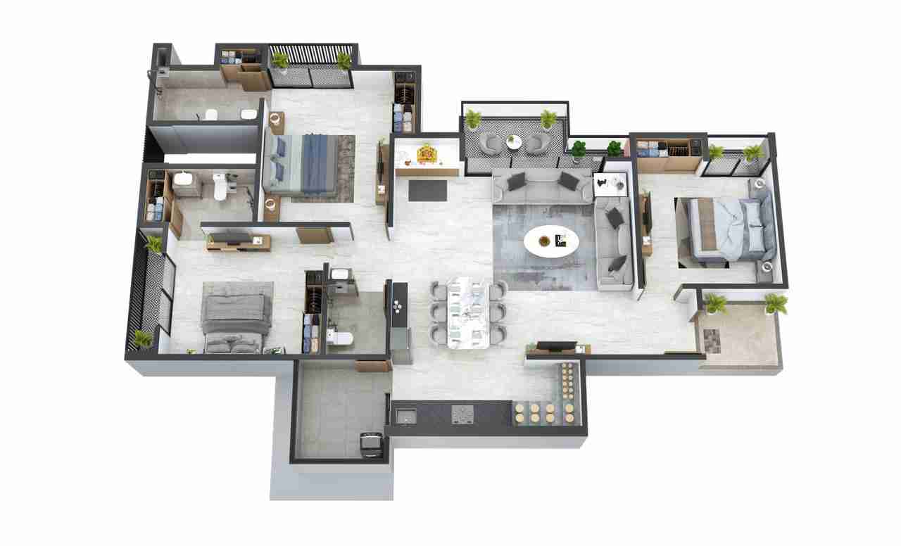 3 BHK 220 sq yard