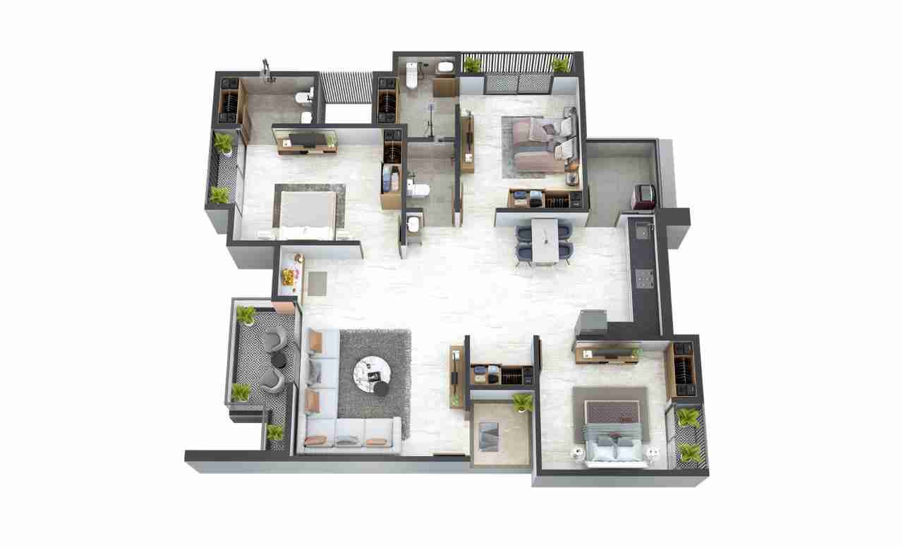 3 BHK 215 sq yard